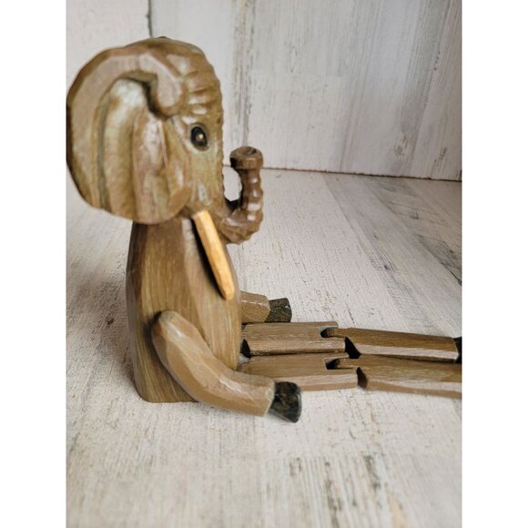 Vintage Elephant wooden‎ feet dangling jointed home decor unique - Picture 5 of 6